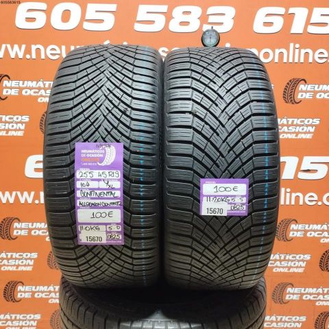 2X 255 45 R19 104Y XL M+S* CONTINENTAL AÑÑ SEASON CONTACT 2 5.0/5.5MM DOT 0825/0825