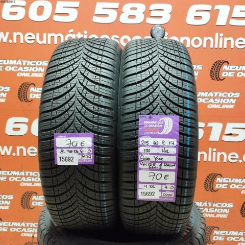 2X 215 60 R17 100H XL M+S* GOODYEAR VECTOR 4 SEASON 6.3/7.0MM DOT 3924/0225