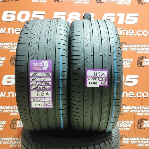 2X 255 45 R19 100V CONTINENTAL CONTI SP CONTACT 5 4.5/5.0MM DOT 0124/0124