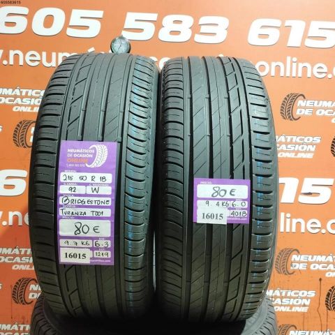 2X 215 50 R18 92W BRIDGESTONE TURANZA T001 6.0/6.3MM DOT 1219/4018