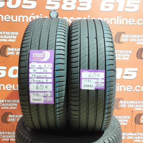 2X 205 55 R17 95V XL MICHELIN PRIMACY 4 5.8/5.5MM DOT 4124/4124