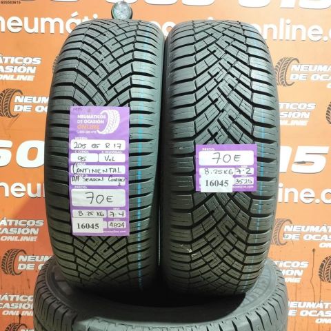 2X 205 55 R17 95V XL M+S* CONTINENTAL ALL SEASON CONTACT 2 7.2/7.4MM DOT 4824/3525