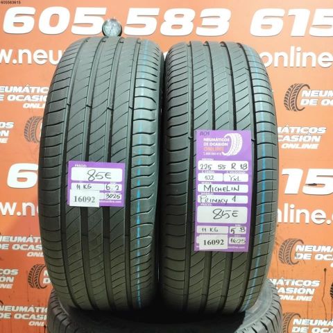 2X 225 55 R18 102Y XL A01 MICHELIN PRIMACY 4 5.8/6.2MM DOT 3025/1625