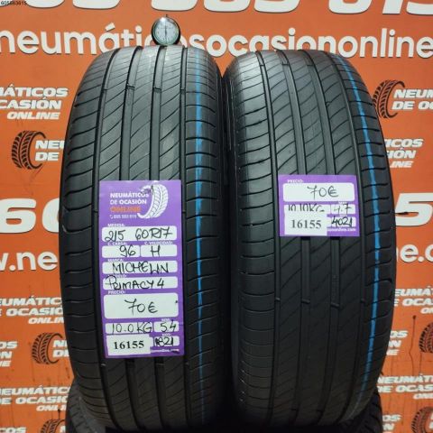 2X 215 60 R17 96H S1 MICHELIN PRIMACY 4 5.4/4.7MM DOT 1821/4021
