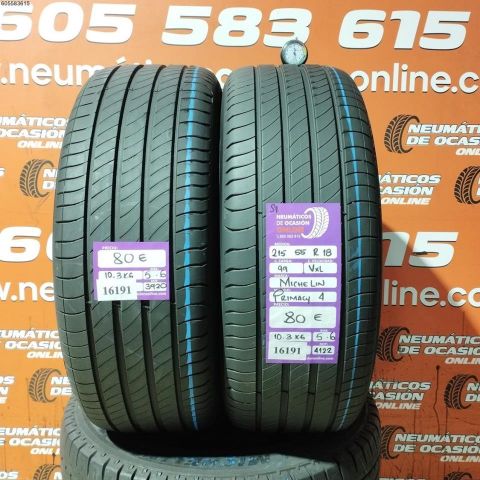 2X 215 55 R18 99V XL S1 MICHELIN PRIMACY 4 5.6/5.6MM DOT 3920/4122