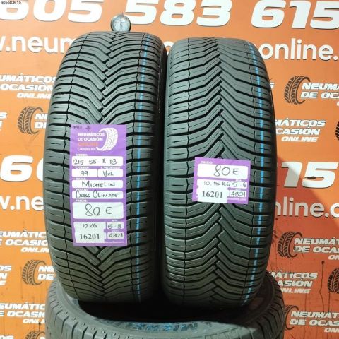 2X 215 55 R18 99V XL M+S* MICHELIN CROSS CLIMATE 5.8/5.6MM DOT 4321/4821