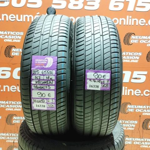 2X 215 65 R16 102H XL MICHELIN PRIMACY 3 6.3/6.3MM DOT 3120/0620