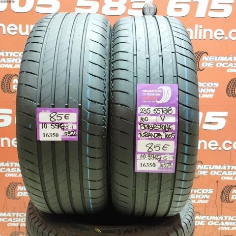2X 235 55 R18 100V BRIDGESTONE TURANZA T005 5.1/5.7MM DOT 0922/4523
