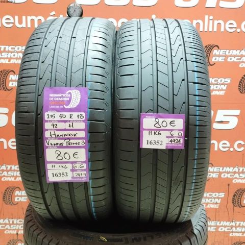 2x 215 50 R18 92H HANKOOK VENTUS PRIME 3 6.6/6.0MM DOT 4924/2419