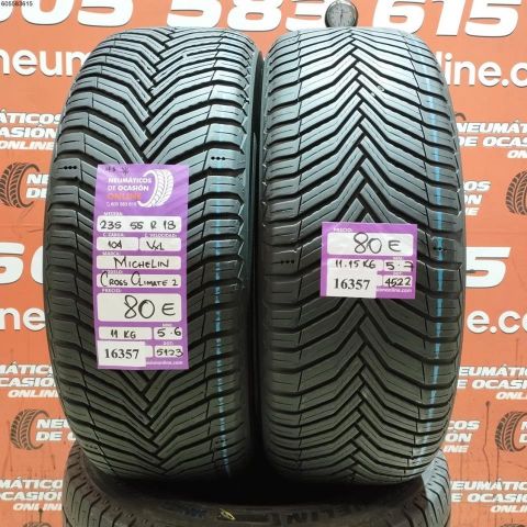 2X 235 55 R18 104V XL M+S* MICHELIN CROSS CLIMATE 2 5.6/5.7MM DOT 5123/4522