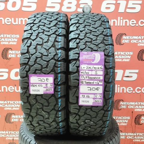 2x LT 225 75 R16 115/112S BFGOODRICH ALL TERRAIN T/A K02 5.4/5.4MM DOT 3022/3022