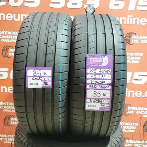 2x 225 45 R19 92W DUNLOP SPORT MAXX RT 2 6.3/6.2MM  DOT 1118/3918 REF. 16598