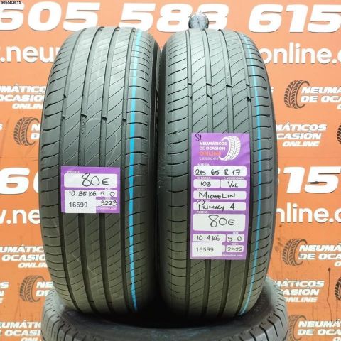 2X 215 65 R17 103V XL MICHELIN PRIMACY 4 5.0/5.0MM DOT 3223/2722