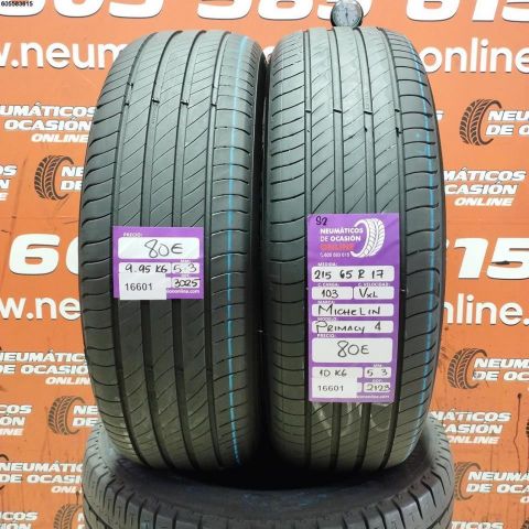 2X 215 65 R17 103V XL S2 MICHELIN PRIMACY 4 5.3/5.3MM DOT 3025/2123
