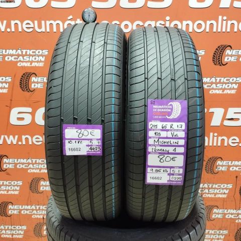 2X 215 65 R17 103V XL S2 MICHELIN PRIMACY 4 5.1/5.7MM DOT 4923/4225