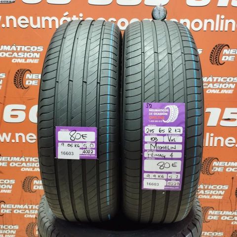 2X 215 65 R17 103V XL MICHELIN PRIMACY 4 S2 5.0/5.2MM DOT 4022/5223