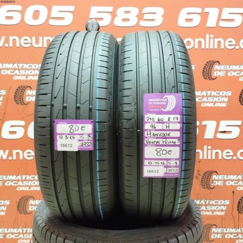 2X 215 60 R17 96H HANKOOK VENTUS PRIME 3 5.3/5.8MM DOT 3223/2523