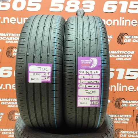 2X 215 60 R17 96H CONTINENTAL ECO CONTACT 6 4.2/4.8MM DOT 0622/4923