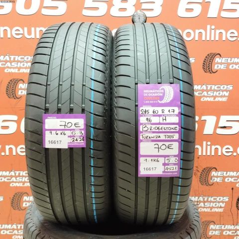 2X 215 60 R17 96H BRIDGESTONE TURANZA T005 5.3/5.3MM DOT 2424/4521