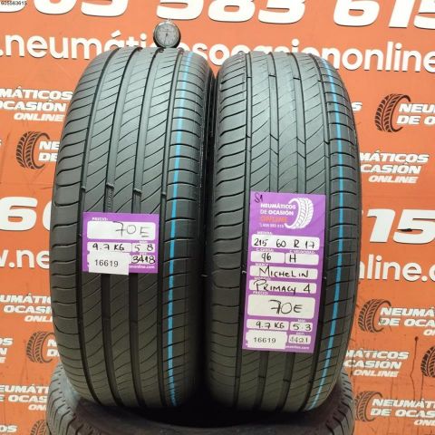 2X 215 60 R17 96H S1 MICHELIN PRIMACY 4 5.3/5.8MM DOT 3418/4421