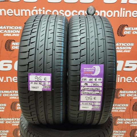 2X 225 45 R19 96W XL CONTINENTAL PREMIUM CONTACT 6 6.1/6.1MM DOT 0525/2523
