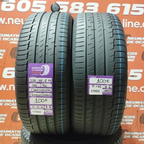 2X 225 55 R19 103V XL CONTINNETAL PREMIUM CONTACT 6 4.8/4.6MM DOT 3822/3822