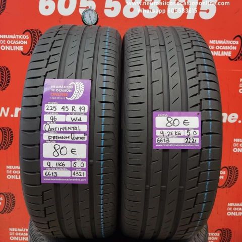 2X 225 45 R19 96W CONTINENTAL PREMIUM CONTACT 6.5/5.0MM DOT 4321/2221 
