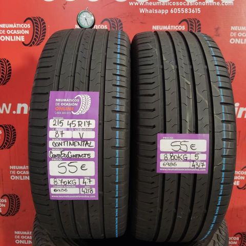 2X 215 45 R17 87V CONTINENTAL CONTI ECO CONTACT 5 OCASIÓN DOT: 4218/4317 - 4.7/5.0mms